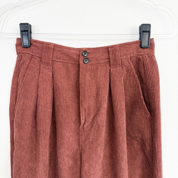 Madewell Corduroy High Rise Tapered Pants Dusty Redwood Pleated Vintage Size 0 - Picture 3 of 7